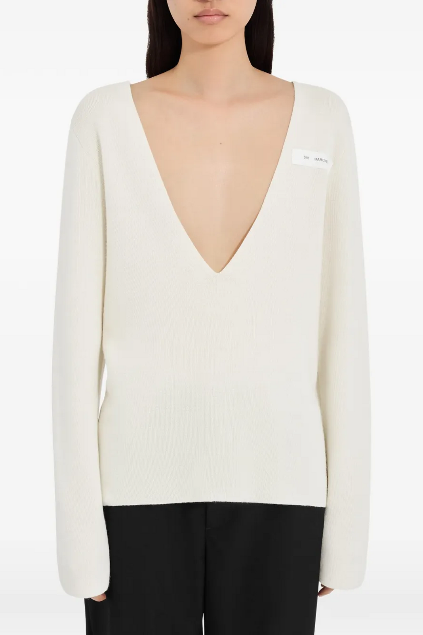 V-Neck Wool Sweater Off-White