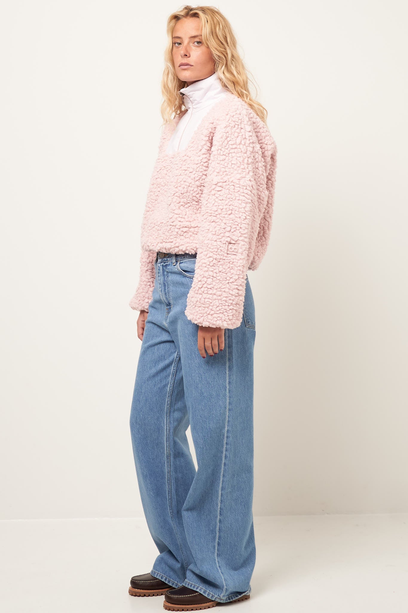 Varmahlid Shearling Zip Neck Sea Pink