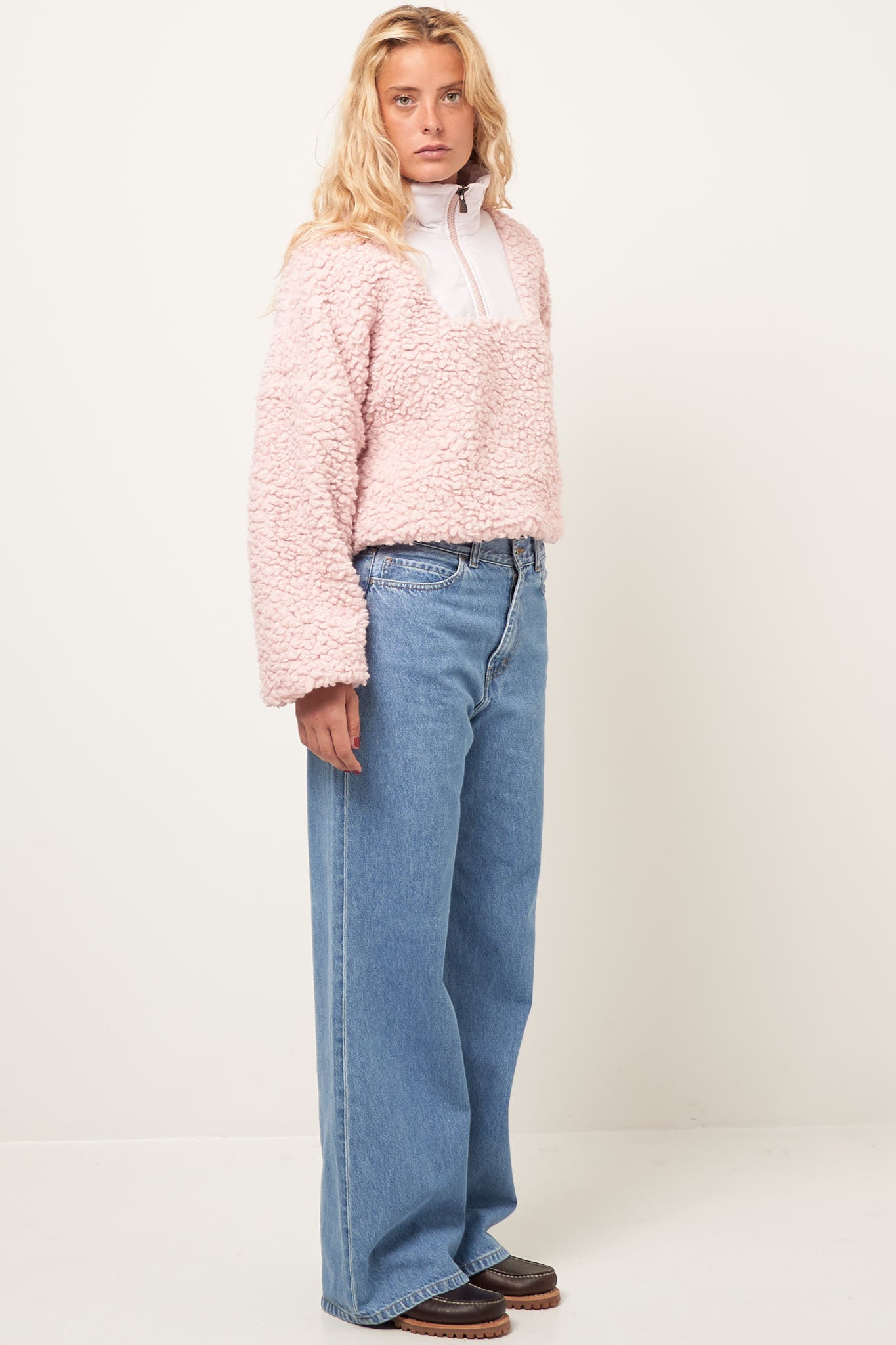 Varmahlid Shearling Zip Neck Sea Pink