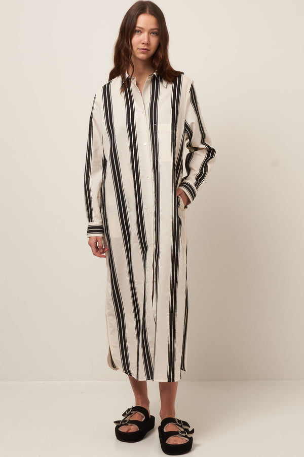 Jacquard-Striped Tunic Dress Black/White