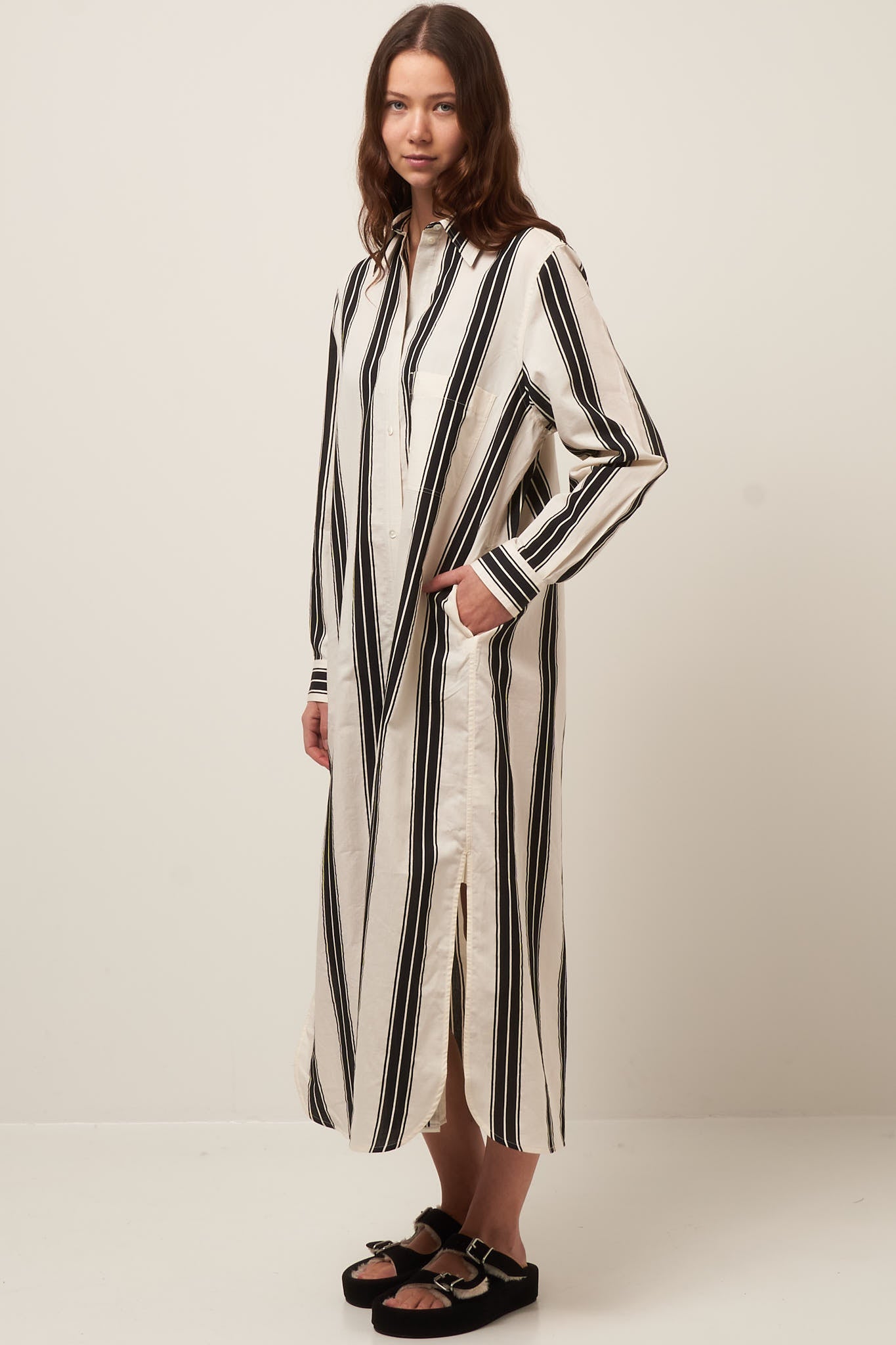 Jacquard-Striped Tunic Dress Black/White