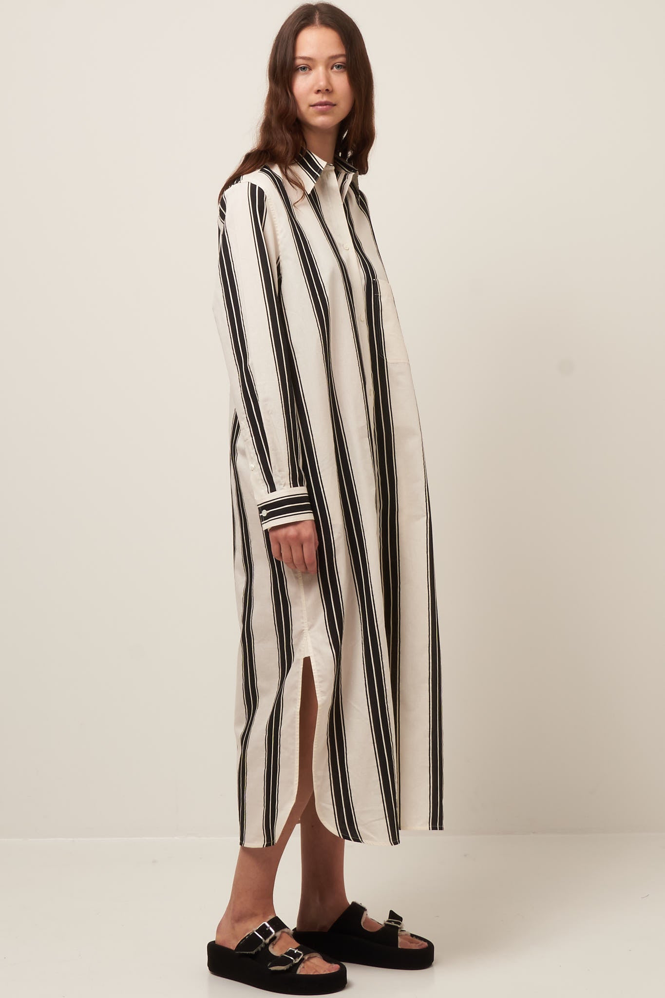 Jacquard-Striped Tunic Dress Black/White