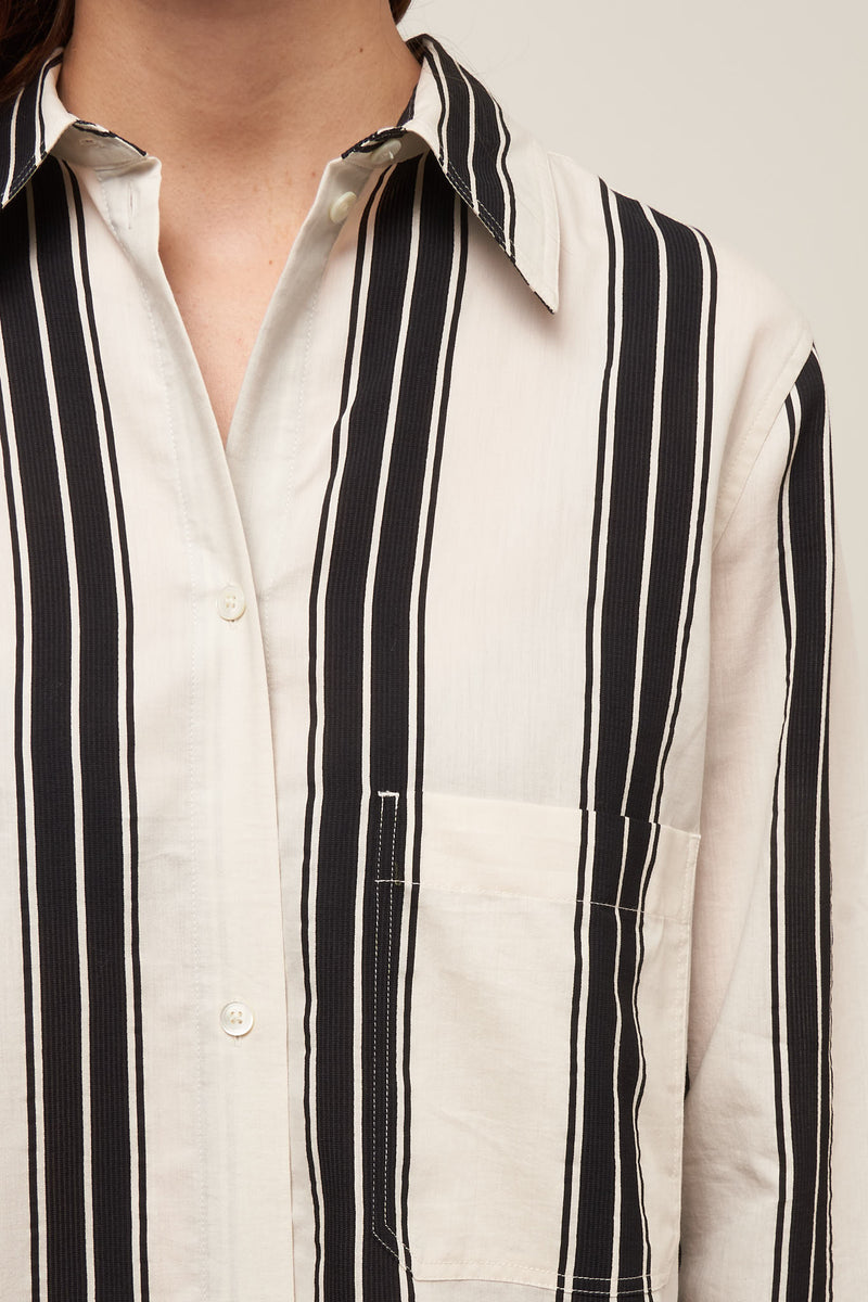Jacquard-Striped Tunic Dress Black/White
