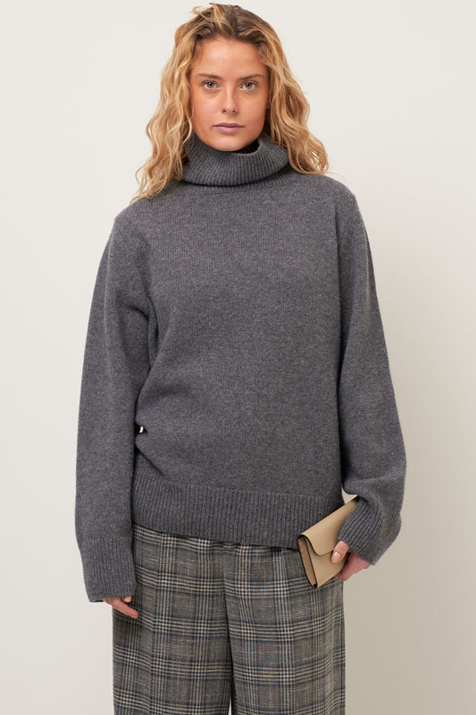 Visse Roll Neck Sweater Anthracite Grey