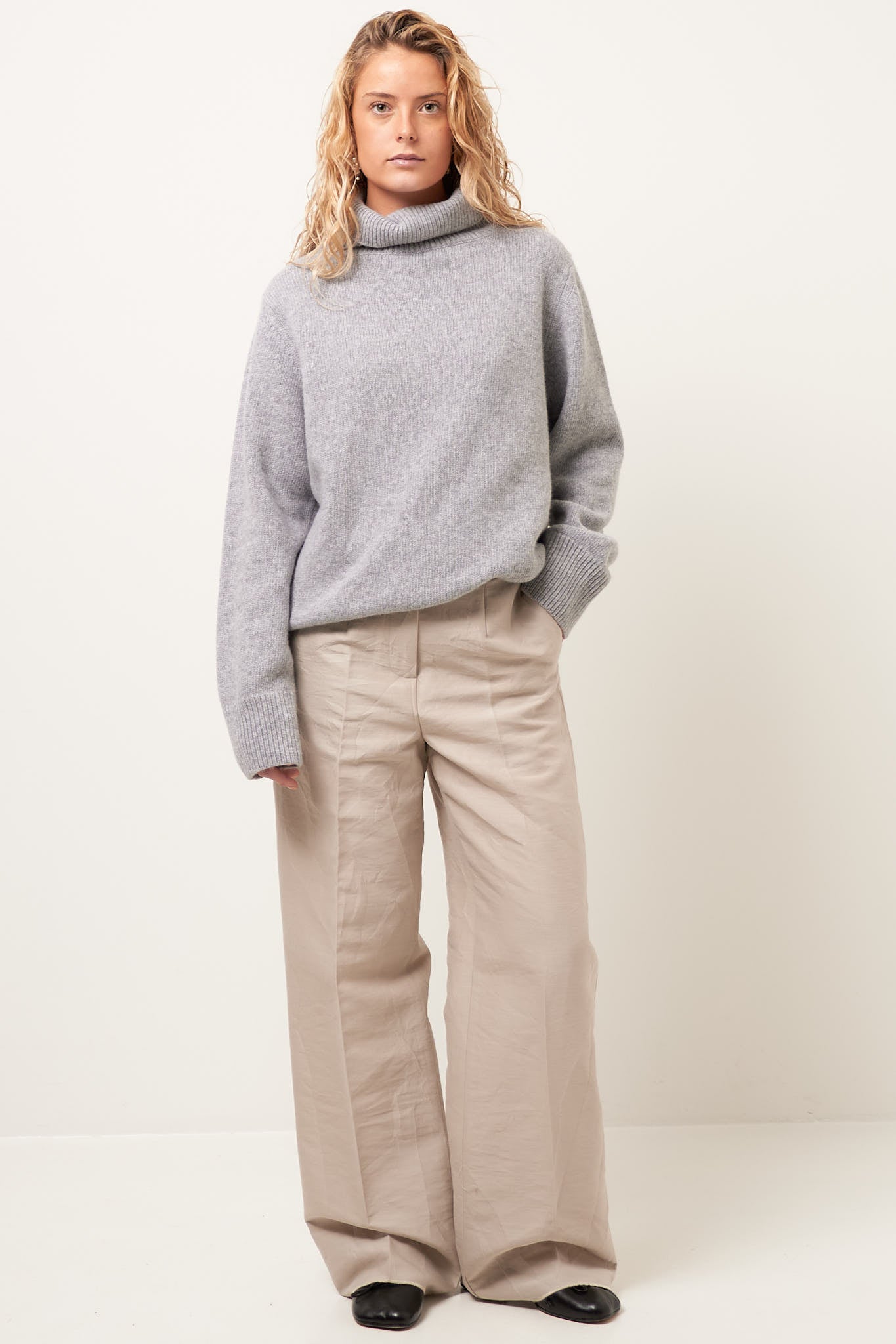 Visse Roll Neck Sweater City Grey