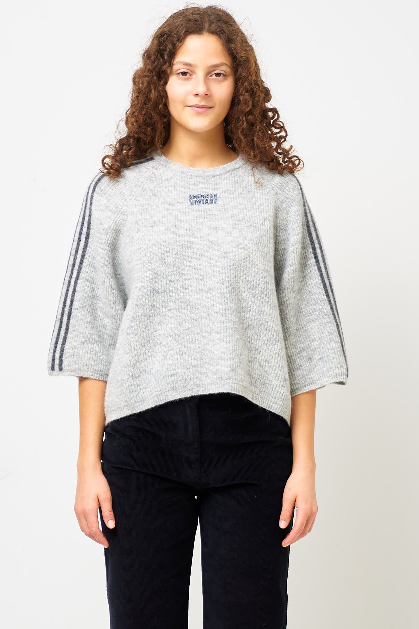 Vitow S/S Sweater Light Grey Melange
