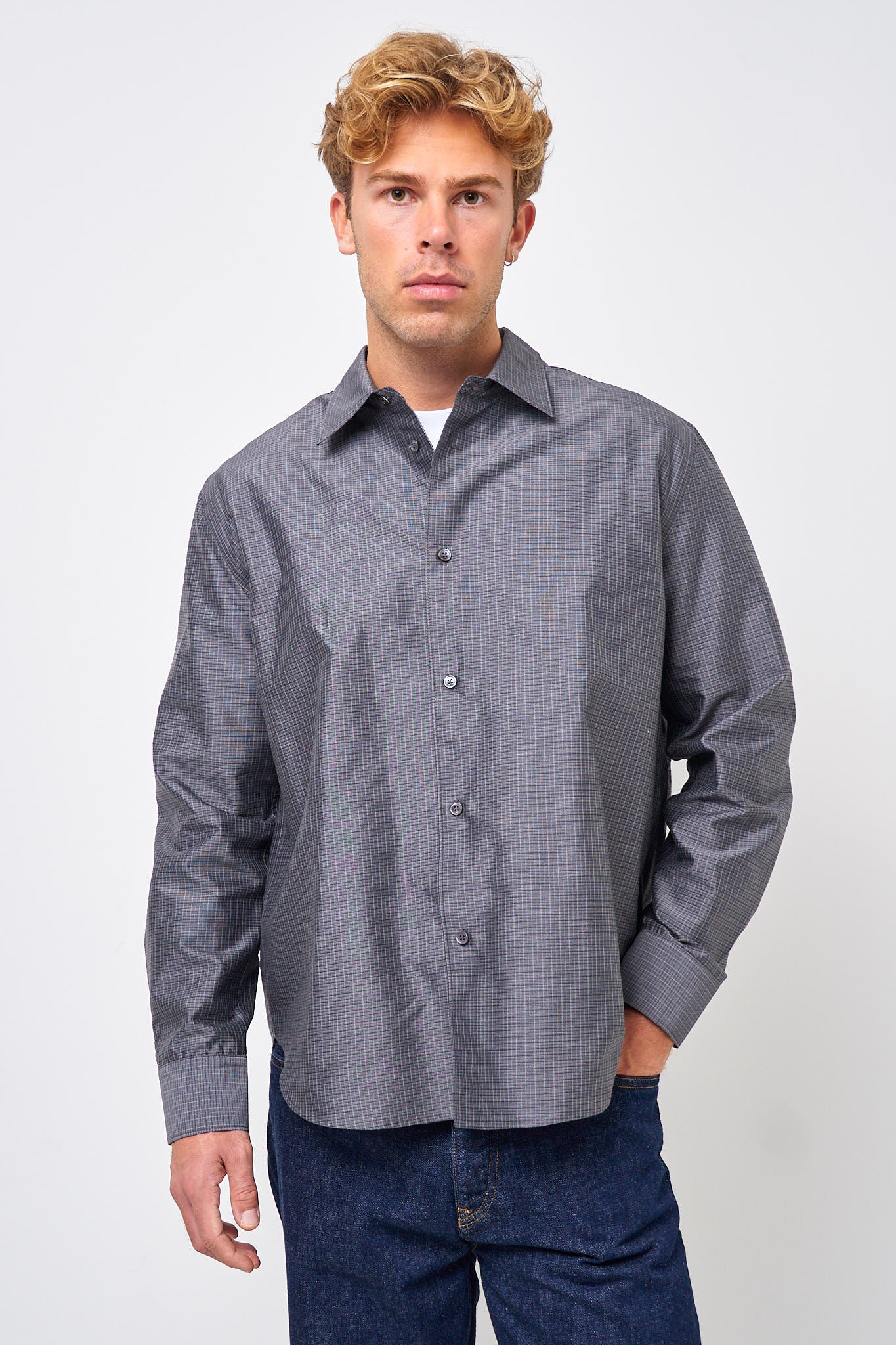Volume Shirt Grid Charcoal