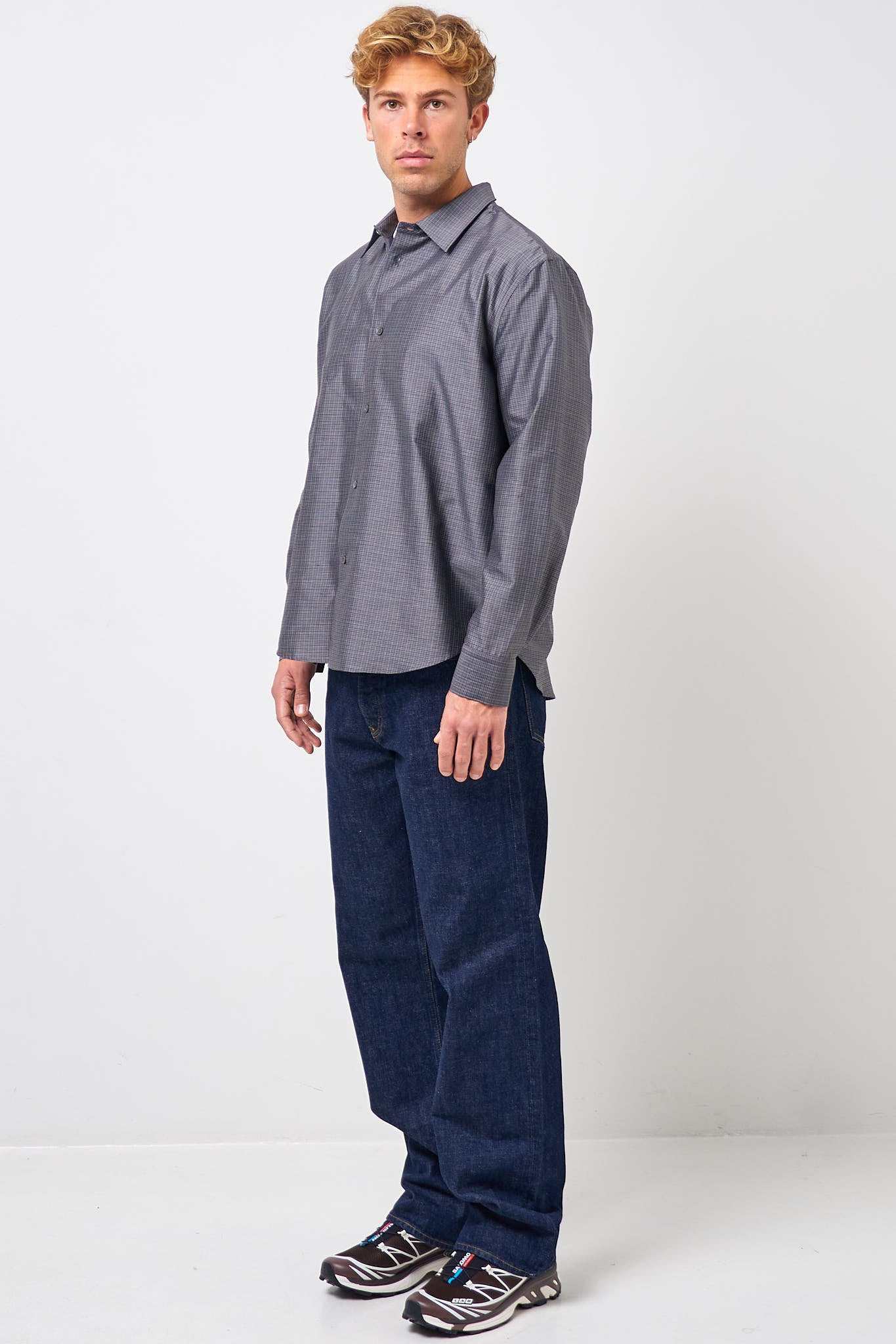 Volume Shirt Grid Charcoal