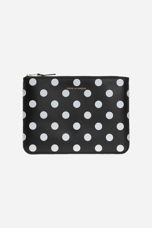 Wallet Polka Dot Printed Zip Pouch Black Large