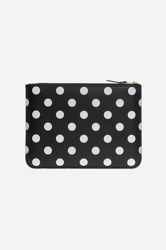 Wallet Polka Dot Printed Zip Pouch Black Large