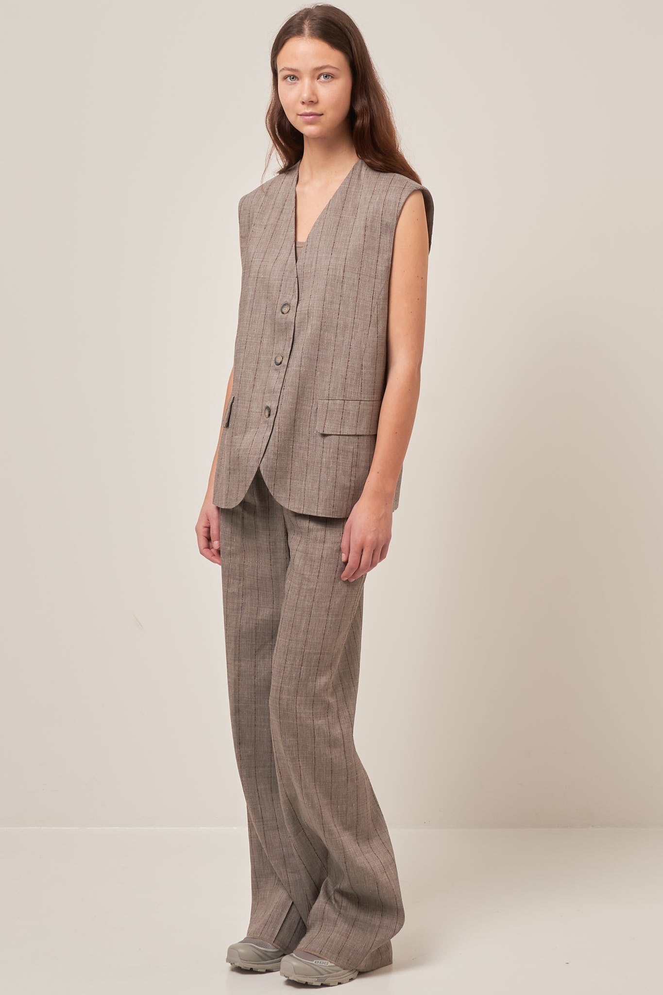 Wednesday Vest Grey/Rusty Stripe