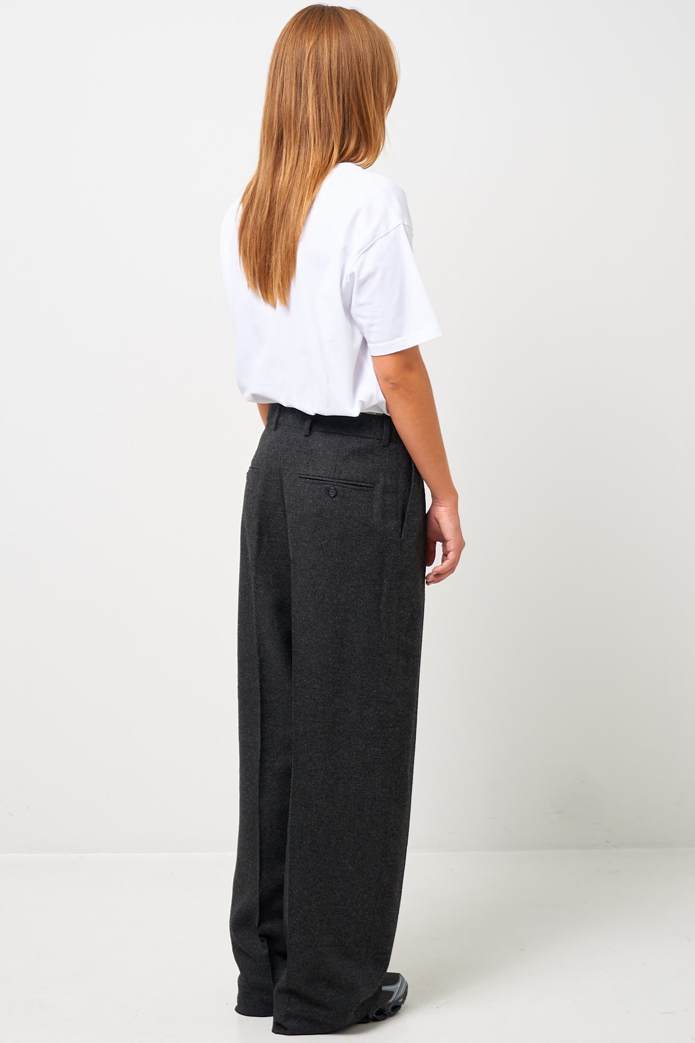 Wide Flannel Trousers Charcoal Melange