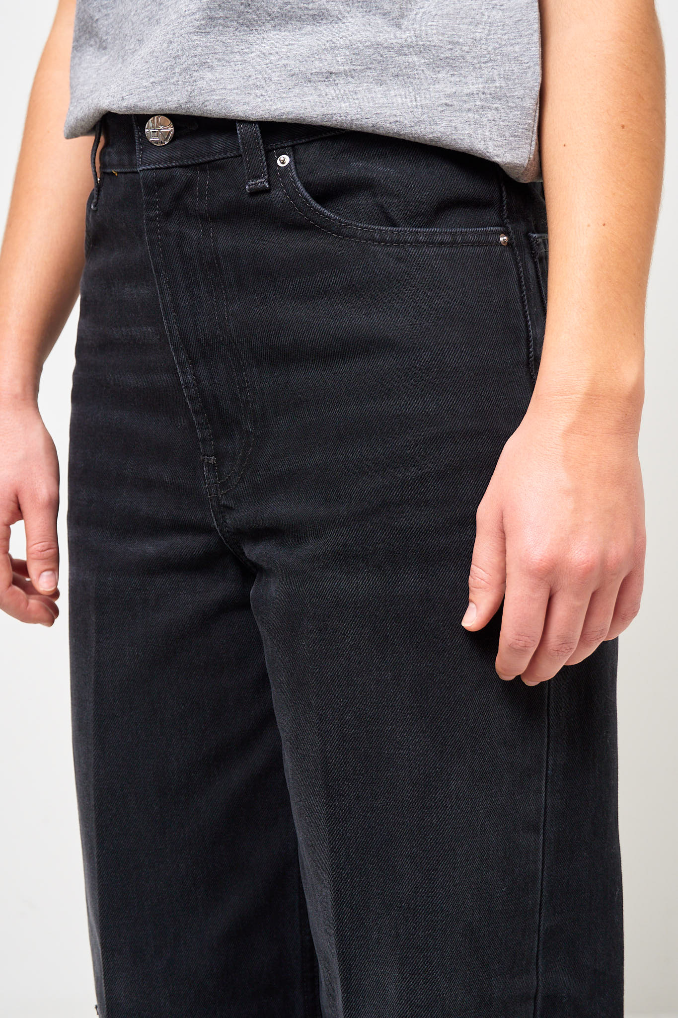 Wide Leg Denim Faded Black