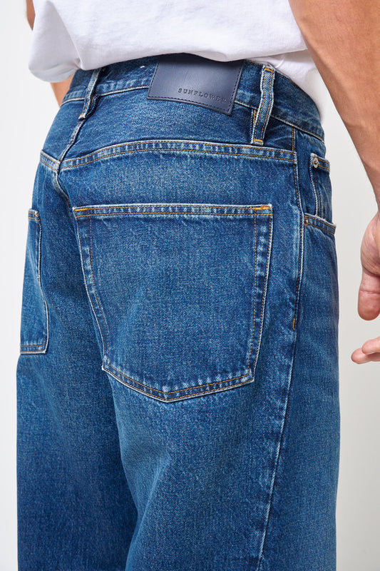 Wide Twist Jeans Dark Blue Worn