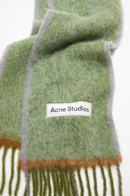 Wool Mohair Scarf Narrow Grass Green