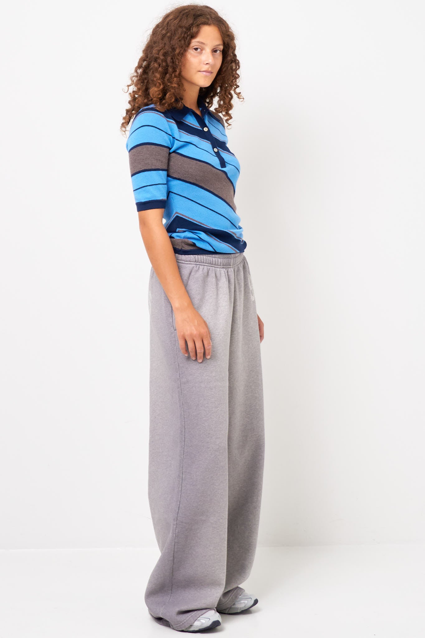 Wool Polo Knit Multi Blue