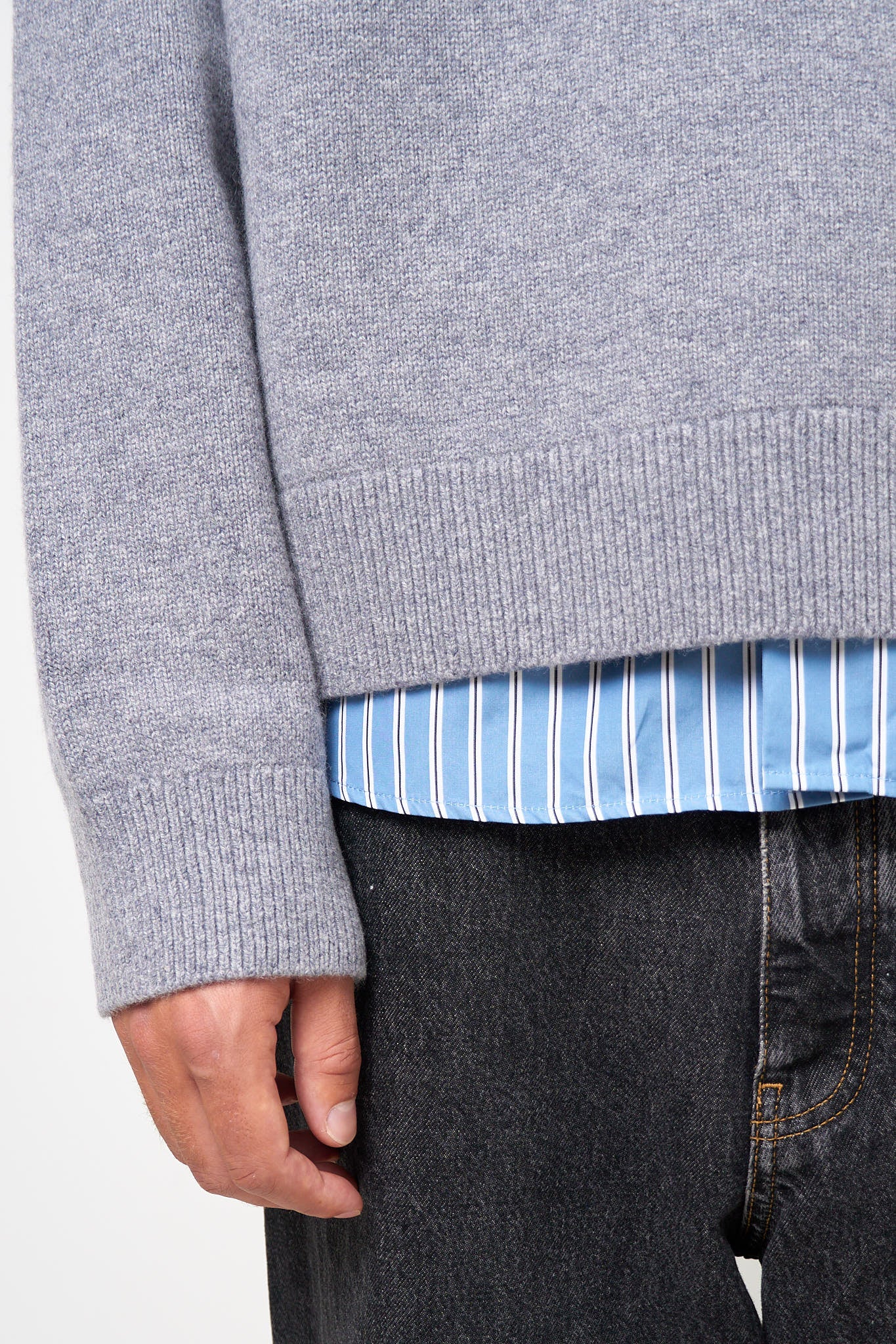 Wool V-Neck Sweater Dark Grey Melange