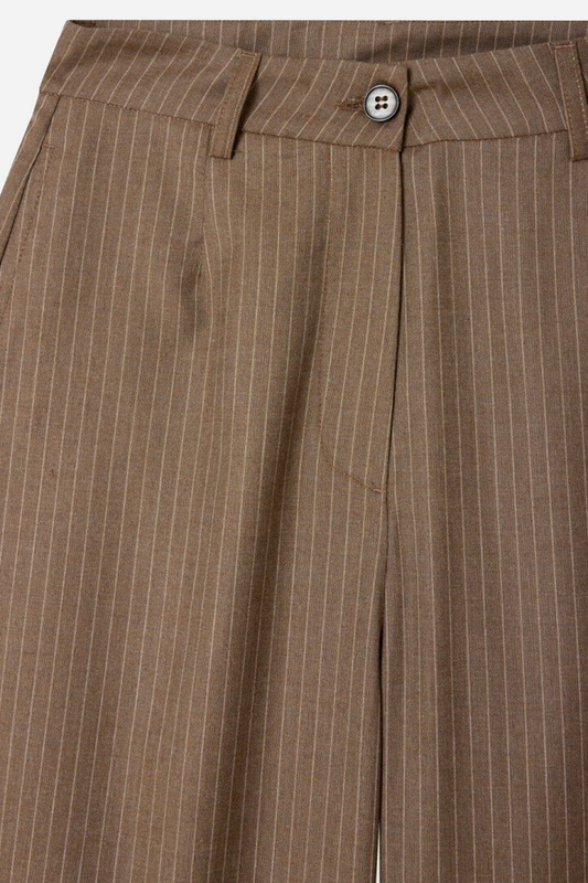 Yroway Trousers Heathered Ash Brown Stripes