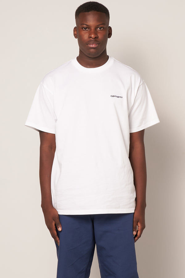 S/S Script Embroidery T-Shirt White/Black