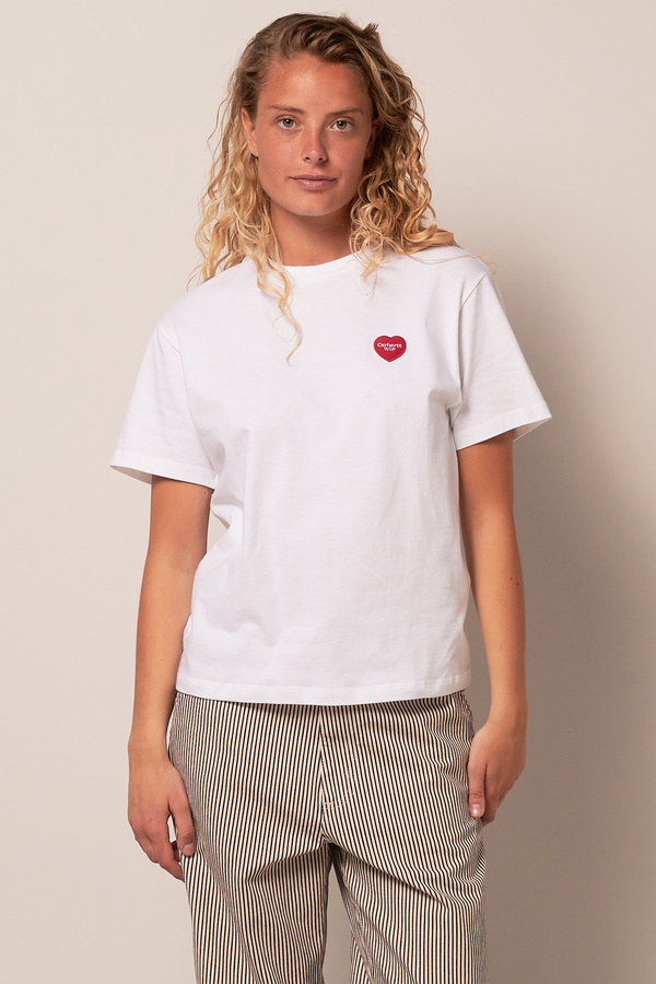W' S/S Double Heart T-Shirt White