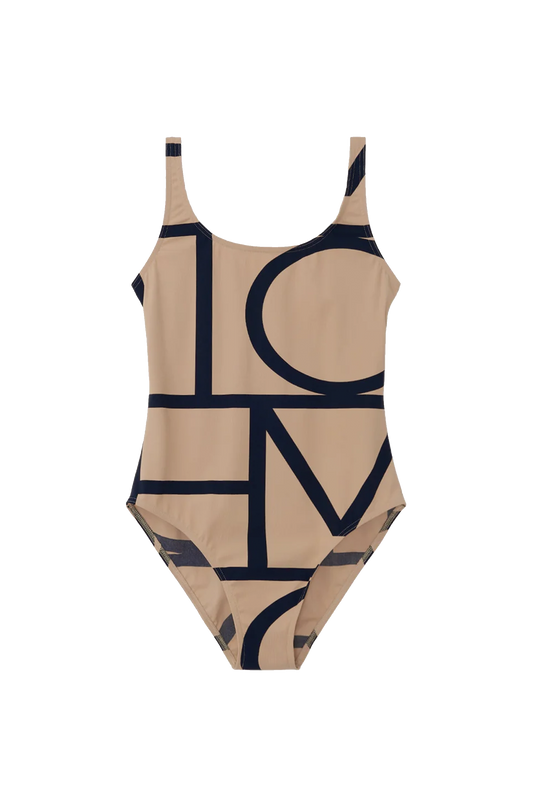 Monogram Swimsuit Beige