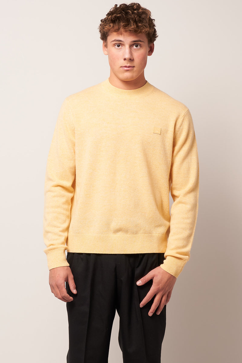 Wool Crew Neck Sweater Light Yellow Melange
