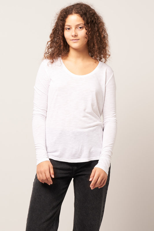 Jacksonville Round Neck LS T-shirt White