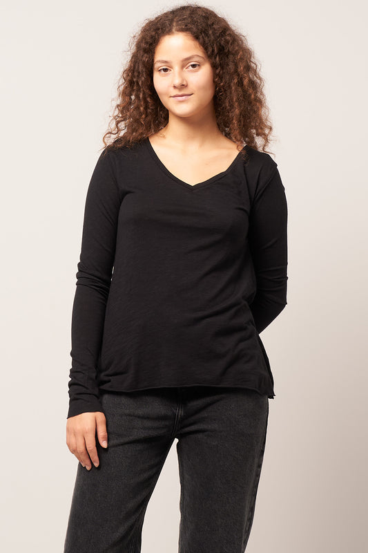 Jacksonville V-neck LS T-shirt Black