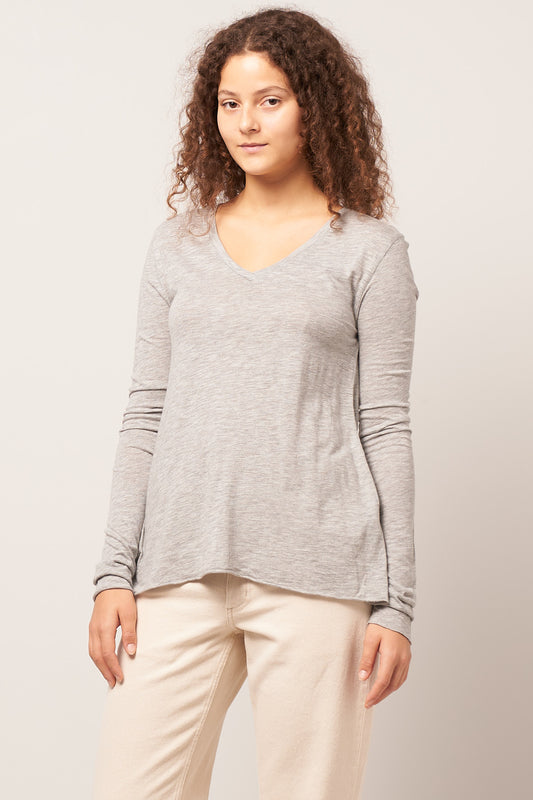 Jacksonville V-neck LS T-shirt Heather Grey