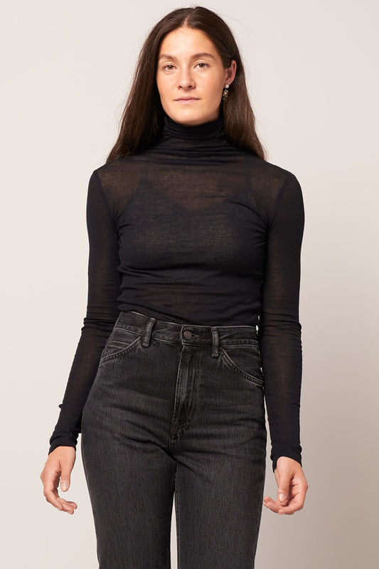 Massachusetts Roll Neck Long Sleeve Top Black