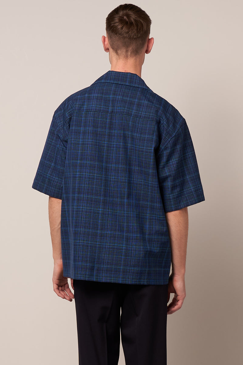 Short Sleeve Shirt Wool Plain Weave Ink