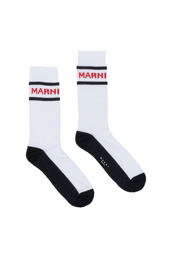 Techno Logo Socks White