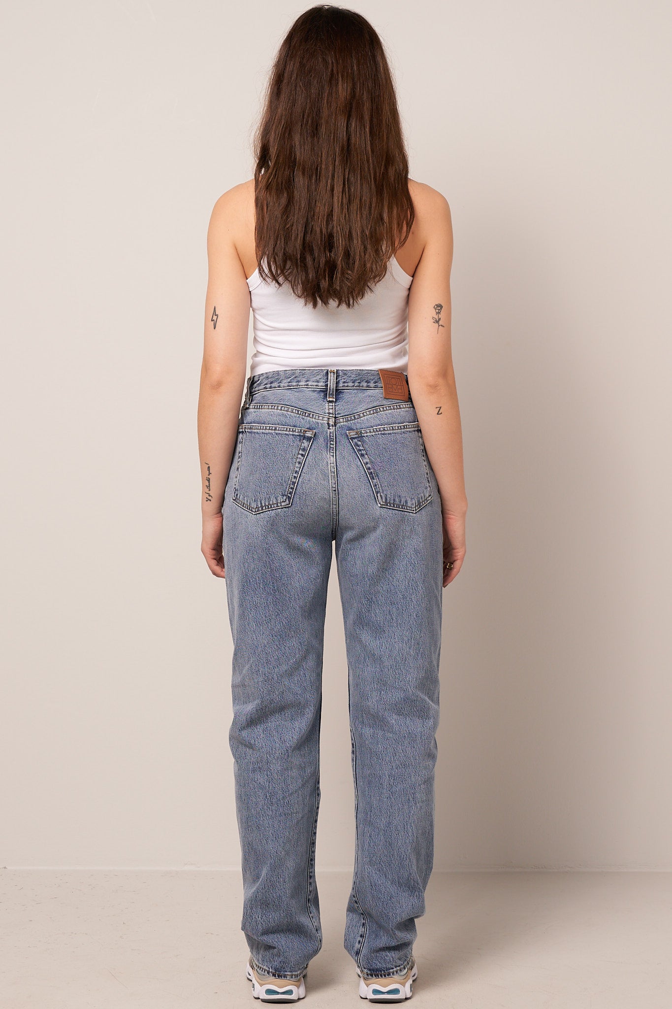 Twisted Seam Denim Full Length Worn Blue