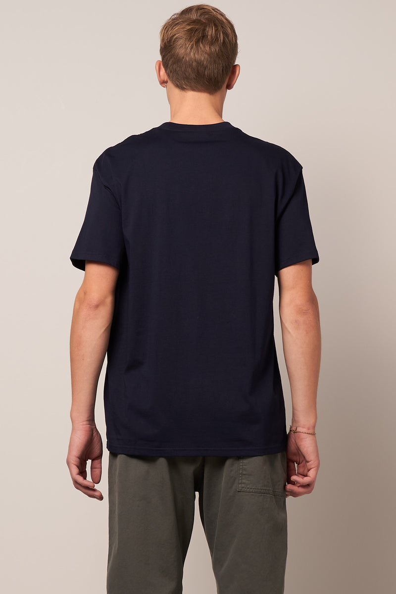 Script Embroidery T-Shirt Atom Blue